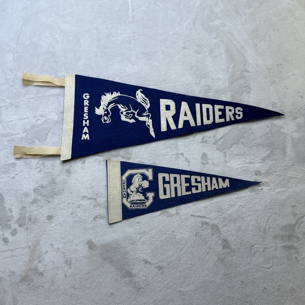 Vintage Gresham Raiders Felt Pennant Lot School Sports Banner Decor